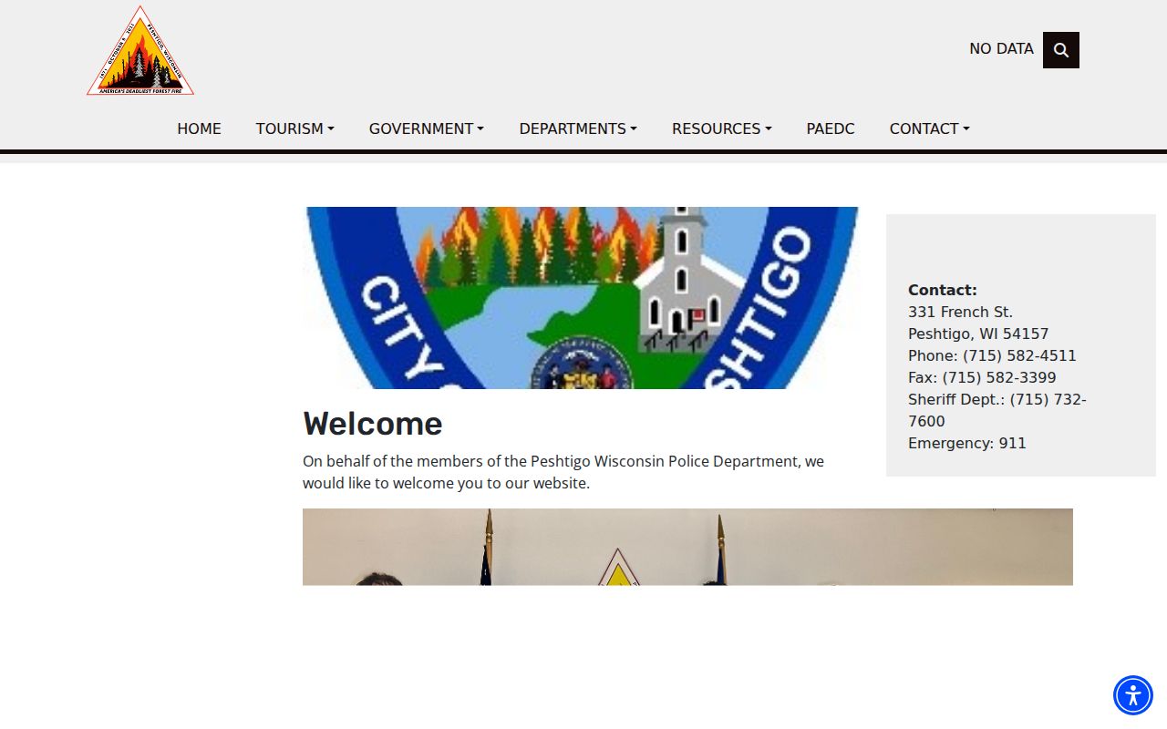 Peshtigo Police Department and City Hall contact information